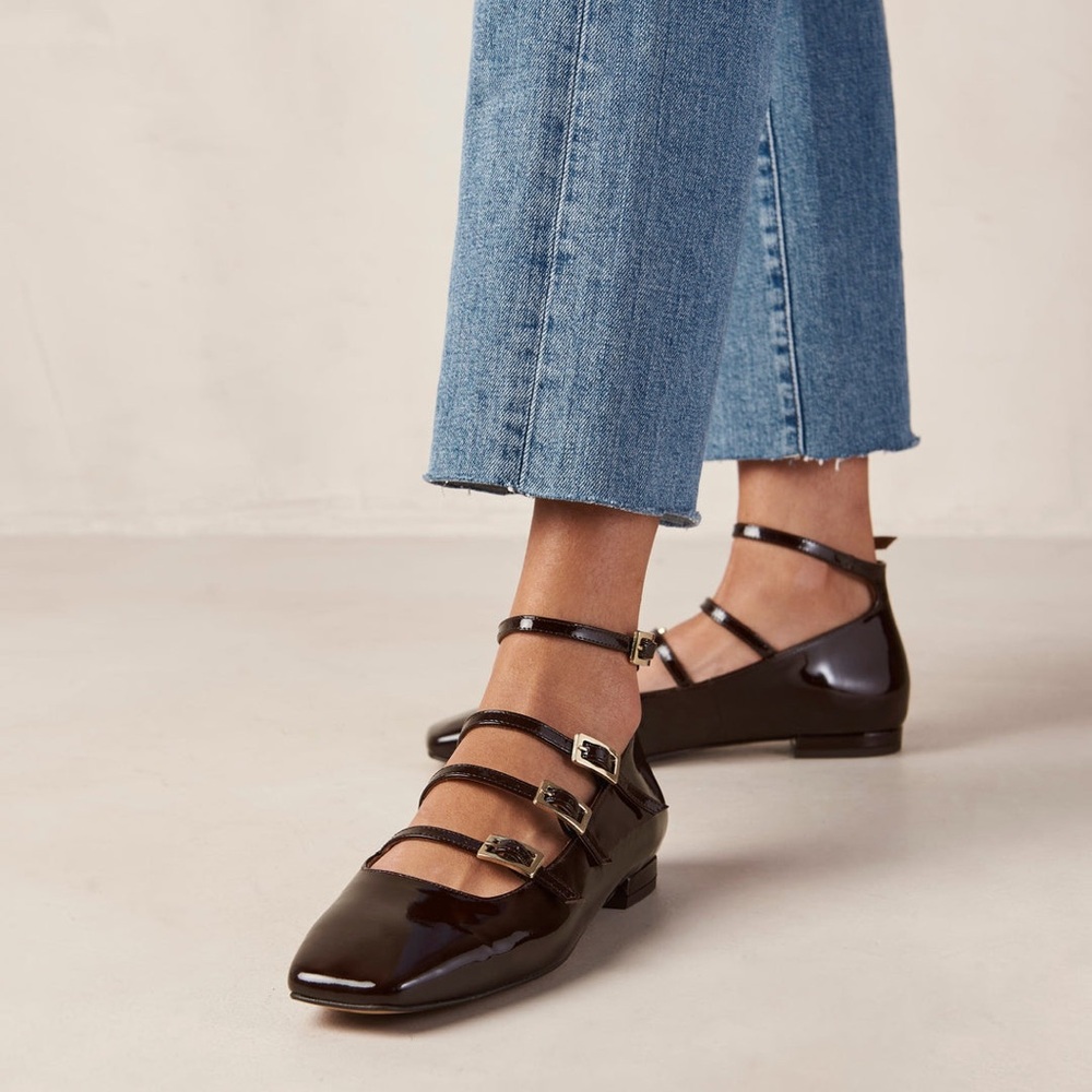 ALOHAS Luke Onix Coffee Brown Leather Ballet Flats